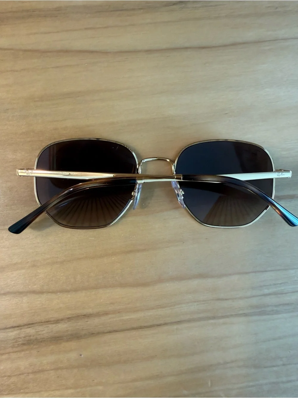 Ray-Ban RB3682 Hexagonal Sunglasses Gold Frame Brown Gradient Lens